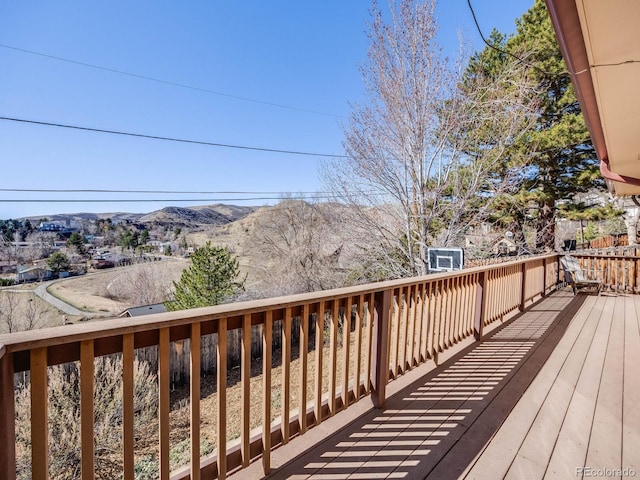 deck featuring a mountain view