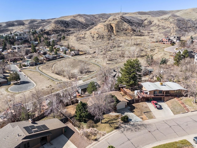 drone / aerial view with a mountain view