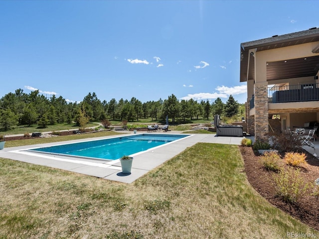 1505 Castlecombe Ln, Monument, CO 80132 - outdoor pool with a patio area and a yard