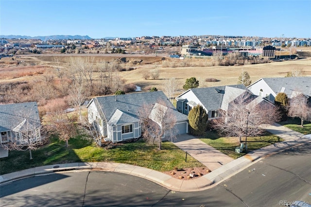 aerial view with a mountain view