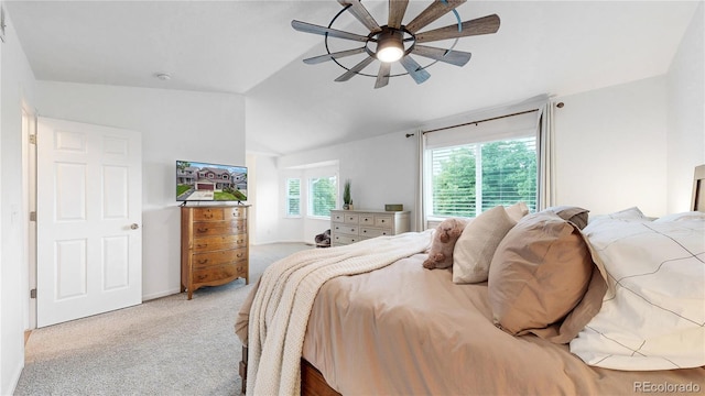 12201 N Holly Way, Brighton, CO 80602 - bedroom featuring vaulted ceiling, carpet, and ceiling fan