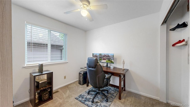 12201 N Holly Way, Brighton, CO 80602 - carpeted home office featuring ceiling fan and baseboards