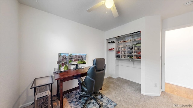 12201 N Holly Way, Brighton, CO 80602 - office area featuring carpet, a ceiling fan, and baseboards