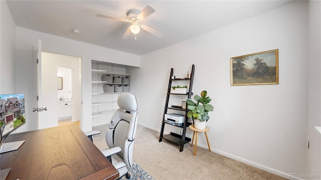 12201 N Holly Way, Brighton, CO 80602 - home office featuring carpet floors, a ceiling fan, and baseboards