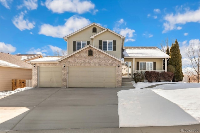 view of front property with a garage