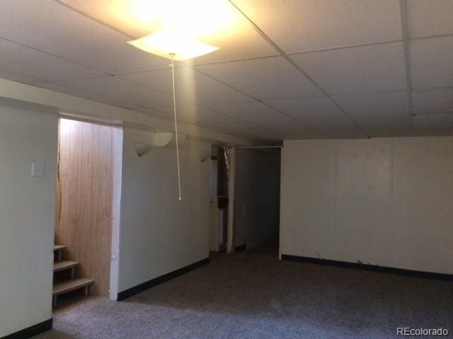 1255 Yates St, Denver, CO 80204 - finished below grade area with carpet and a paneled ceiling