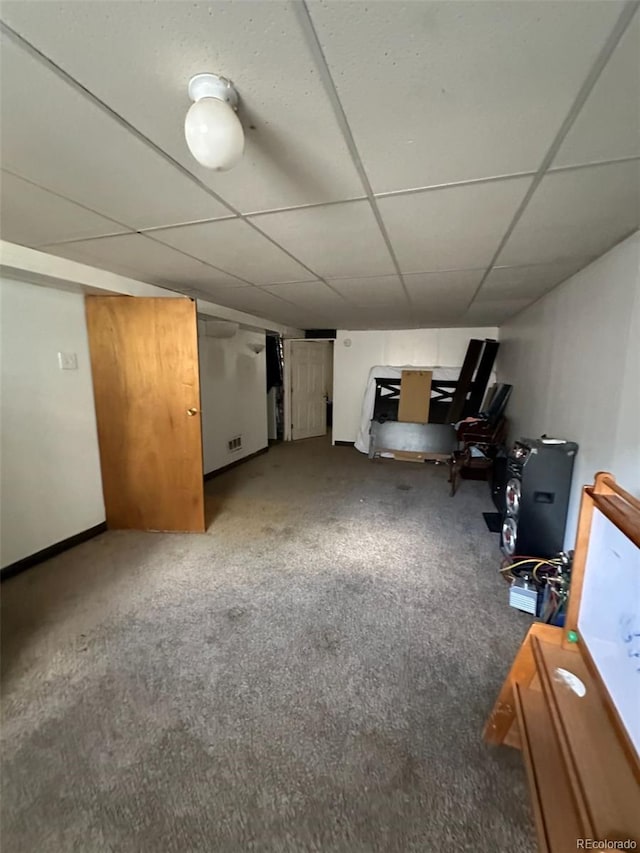 1255 Yates St, Denver, CO 80204 - finished below grade area featuring carpet flooring and a drop ceiling