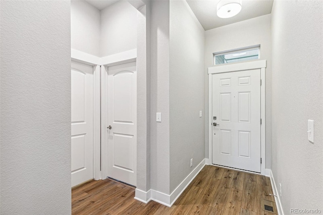 foyer entrance featuring wood-type flooring