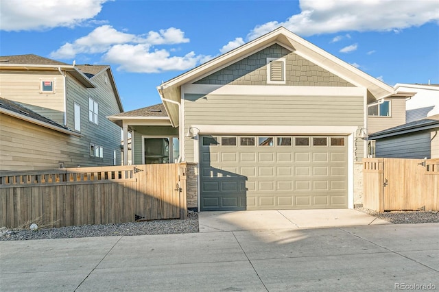 view of front of property with a garage