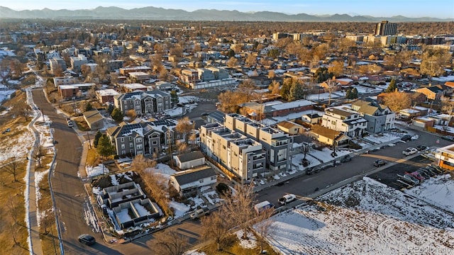 drone / aerial view with a mountain view