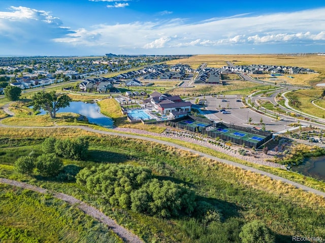 22374 E 49th Pl, Aurora, CO 80019 - aerial perspective of suburban area featuring a nearby body of water