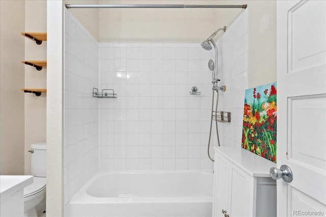 full bathroom featuring toilet and shower / tub combination