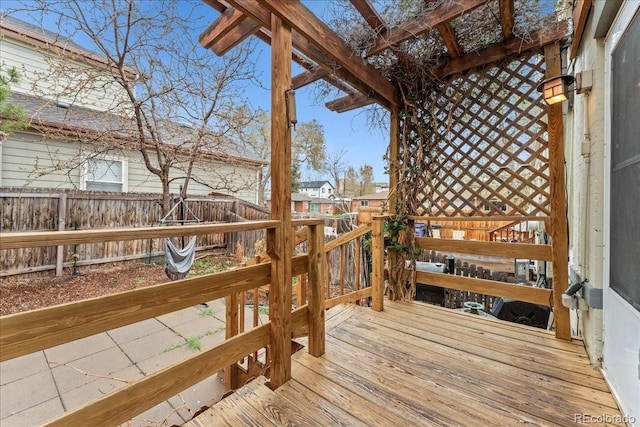 deck featuring a fenced backyard