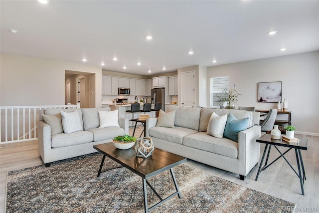 living room featuring light hardwood / wood-style floors