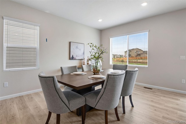 dining room featuring light hardwood / wood-style flooring