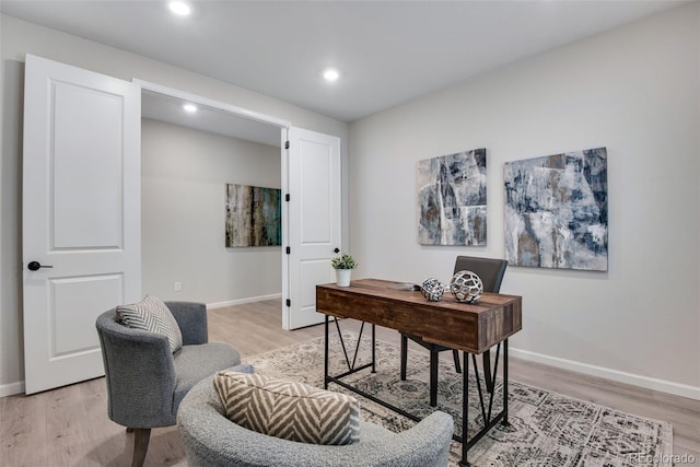 office featuring light wood-type flooring