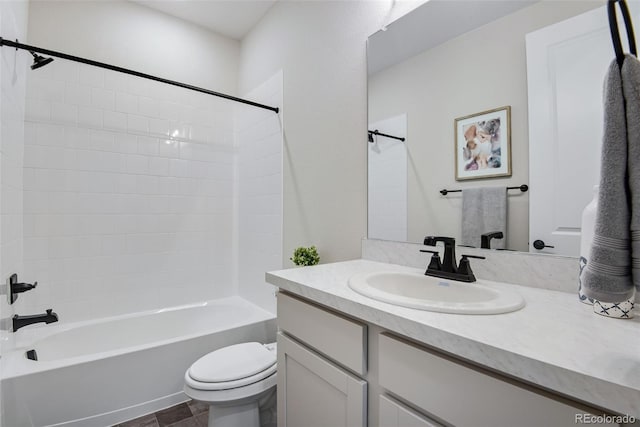 full bathroom featuring vanity, toilet, and shower / bath combination