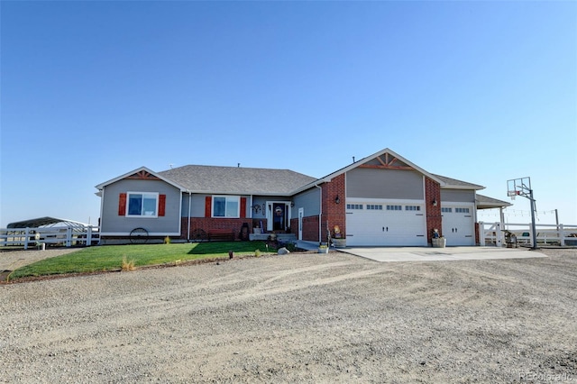 single story home with a front lawn and a garage