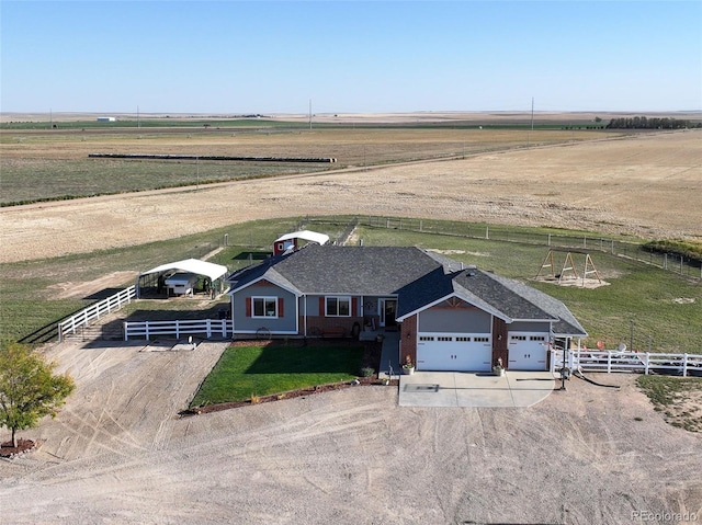 aerial view with a rural view