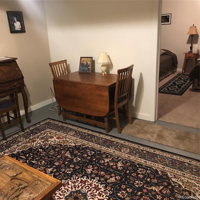 995 W Peakview Cir, Littleton, CO 80120 - dining space with baseboards and carpet flooring