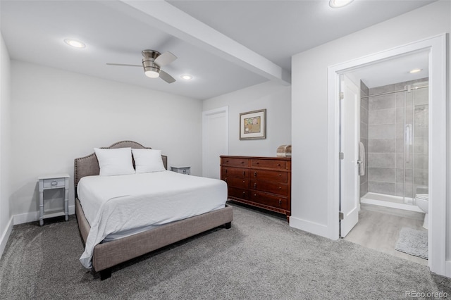 bedroom with baseboards, carpet flooring, and recessed lighting