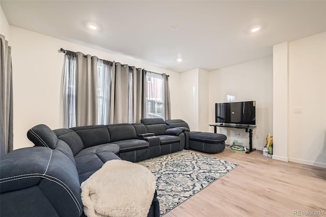 living room featuring light hardwood / wood-style flooring