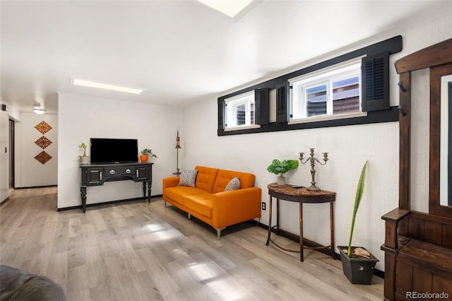 sitting room featuring light hardwood / wood-style flooring