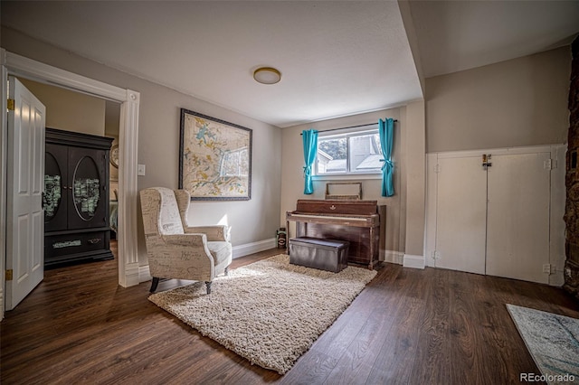 living area with dark wood-type flooring