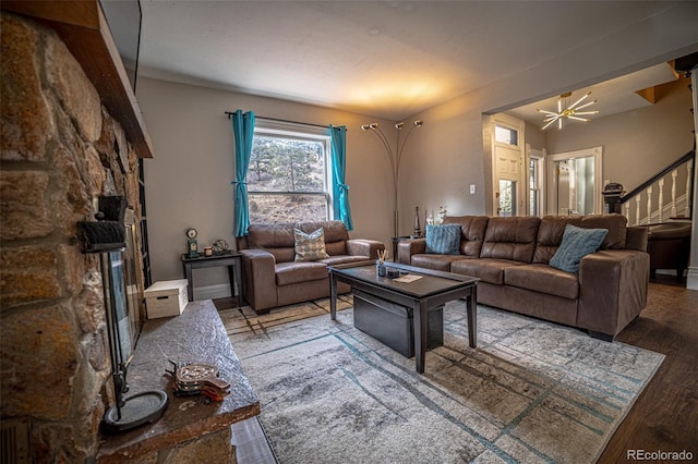 living room featuring hardwood / wood-style flooring