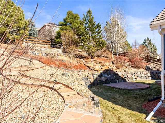 view of yard featuring fence