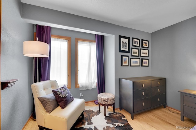 living area featuring light hardwood / wood-style flooring