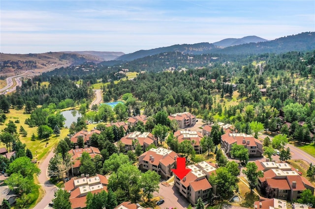 aerial view with a mountain view