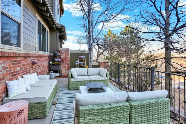 exterior space with an outdoor living space