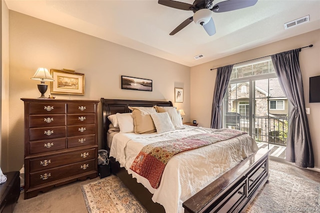 15362 W 66th Ave Unit D, Arvada, CO 80007 - bedroom featuring light colored carpet, access to outside, and a ceiling fan