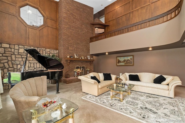11485 Pecos St, Denver, CO 80234 - living room featuring a towering ceiling and a fireplace