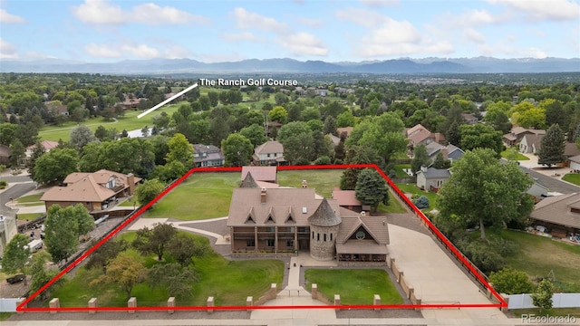 11485 Pecos St, Denver, CO 80234 - aerial perspective of suburban area with property boundaries highlighted and mountains