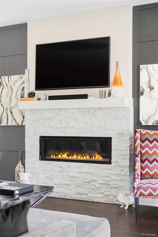 3255 S Birch St, Denver, CO 80222 - detailed view of a fireplace and wood finished floors