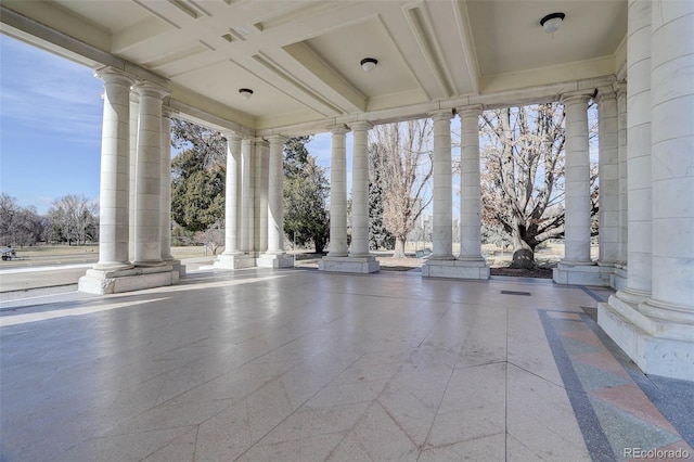 surrounding community with ornate columns