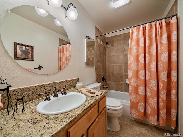 13094 Molly Dr, Conifer, CO 80433 - full bath with vanity, shower / tub combo, and tile patterned floors
