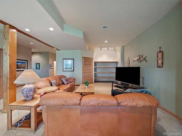 13094 Molly Dr, Conifer, CO 80433 - living area with light colored carpet and recessed lighting