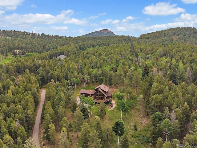 13094 Molly Dr, Conifer, CO 80433 - aerial view of property and surrounding area with a forest and a mountainous background