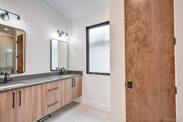 bathroom featuring vanity and tile patterned floors