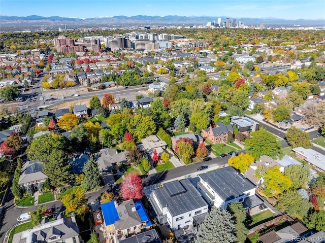 drone / aerial view with a mountain view