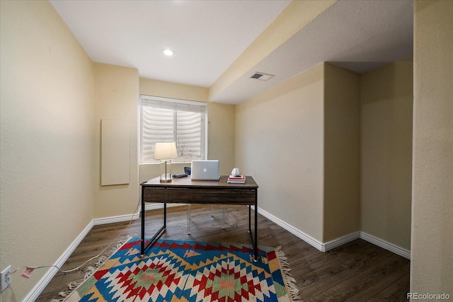 office featuring dark wood-type flooring