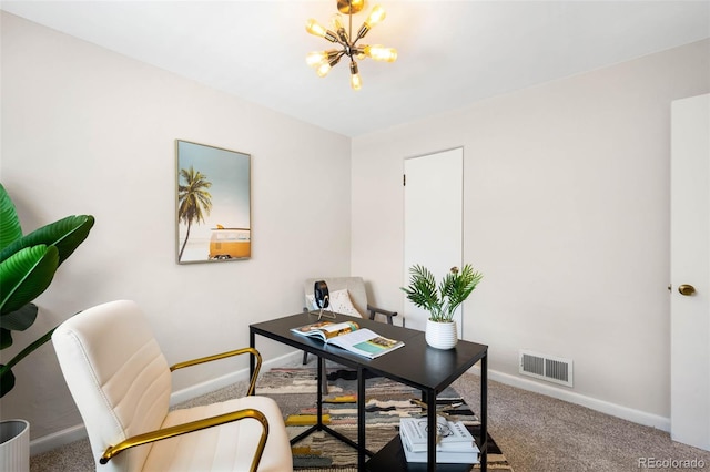 2900 Krameria St, Denver, CO 80207 - office featuring carpet and a chandelier