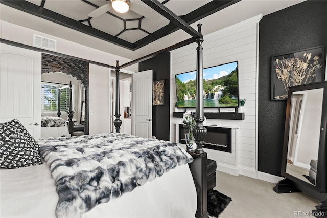 10080 E 160th Pl, Brighton, CO 80602 - bedroom featuring carpet floors and a glass covered fireplace