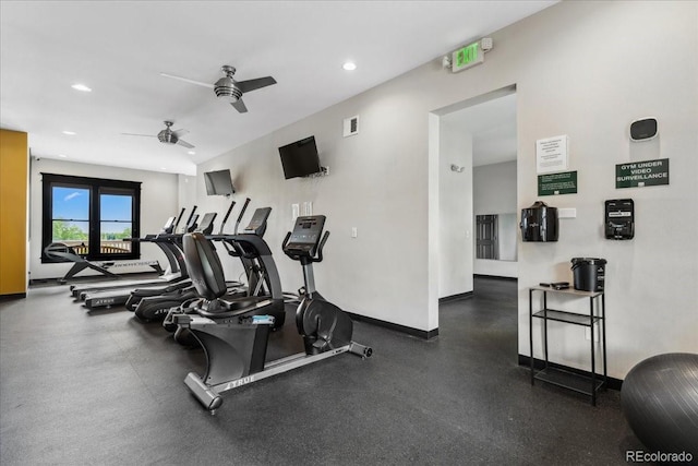 1631 Egret Way, Superior, CO 80027 - workout area featuring a ceiling fan, recessed lighting, and baseboards