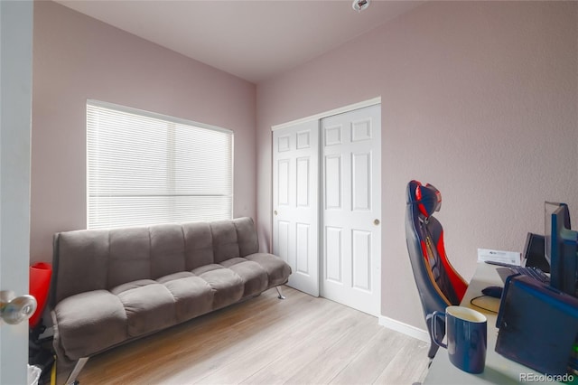 8707 E Florida Ave Unit 410, Denver, CO 80247 - office area with baseboards and light wood-type flooring