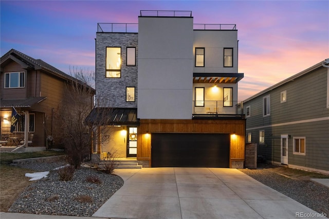 contemporary home with a garage