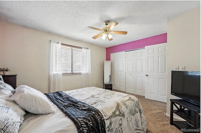 7314 W Walker Pl, Littleton, CO 80123 - bedroom featuring a closet, a ceiling fan, carpet, and a textured ceiling